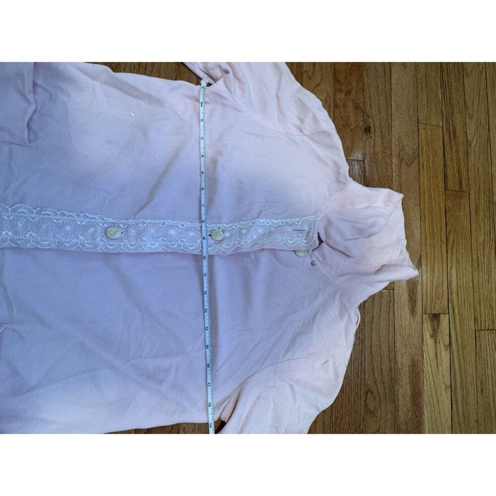Vintage Sears Pink House Coat Robe Nightgown Lace Pearl Button Front Size Small - Picture 8 of 13